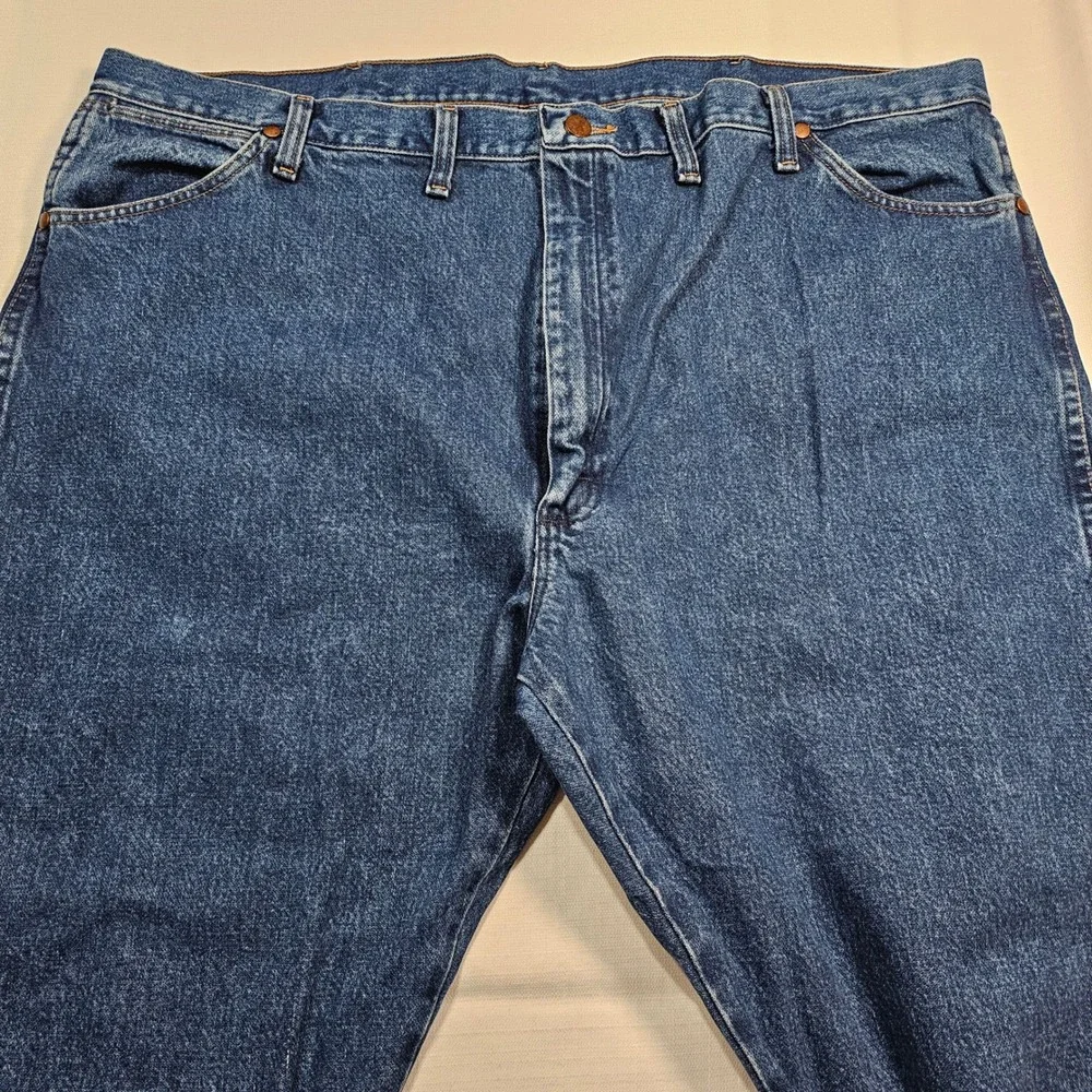 Wrangler Mens Jeans 46x30 Dark Wash Straight Leg Cotton Denim‎ Pants 13MWZGK